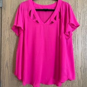 Torrid Top- Pink with cut out design.